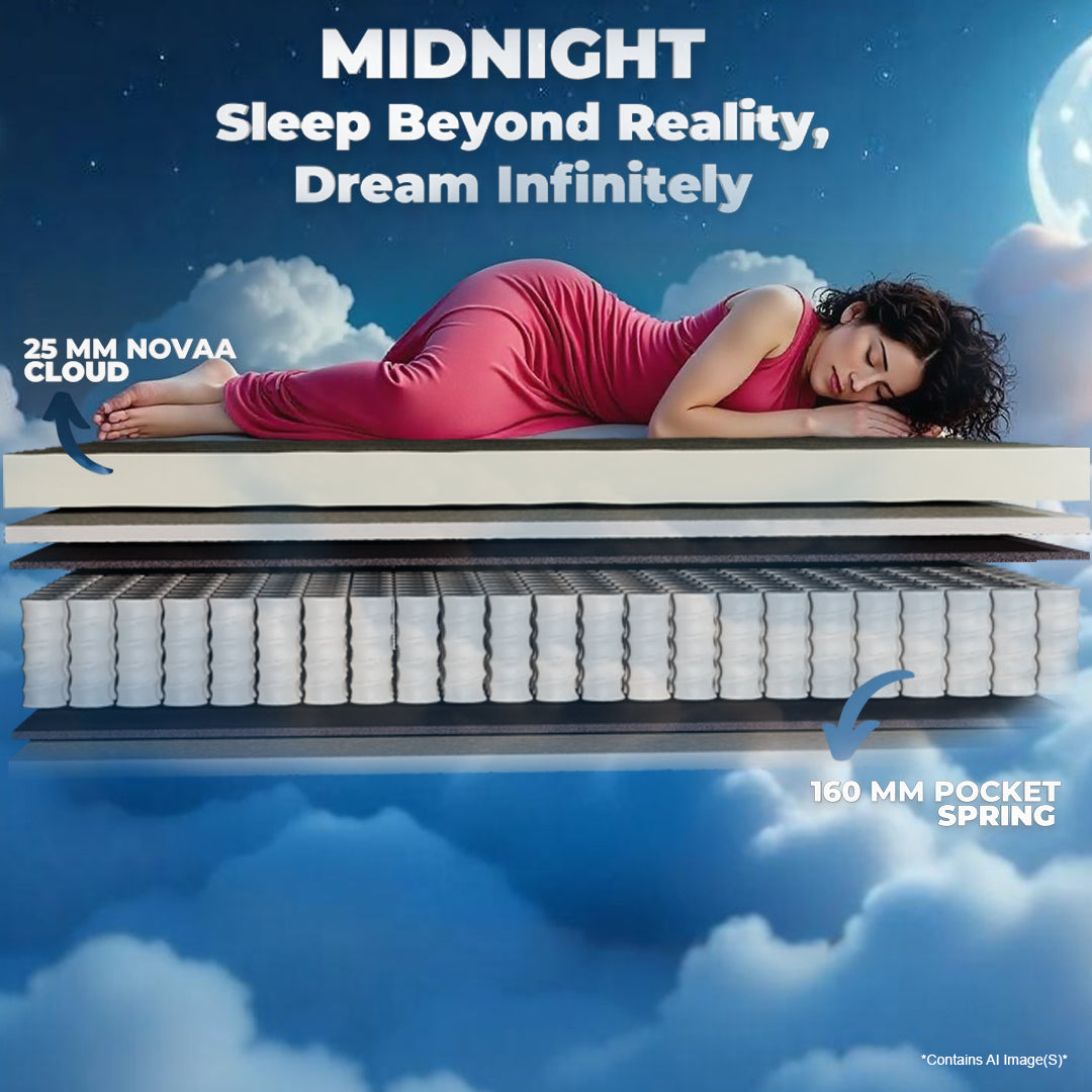 Mid Night – Novaa Cloud memory foam with pocket spring mattress